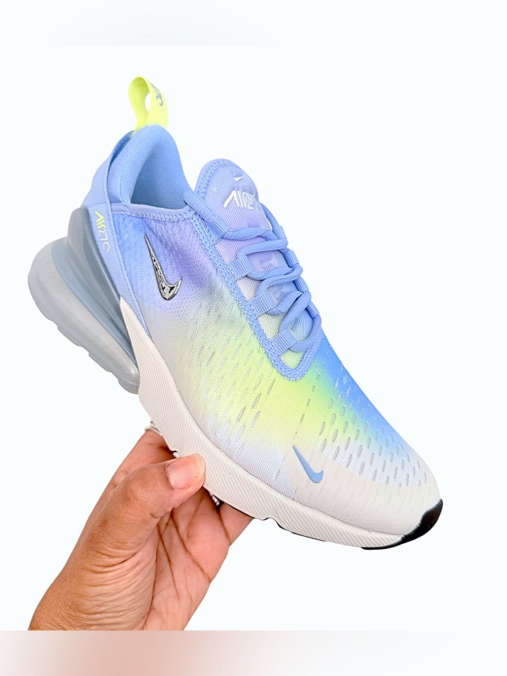 Nike Air Max 270 Aluminum Hydrangeas Metallic Silver Women’s Sneakers - Picture 3 of 7